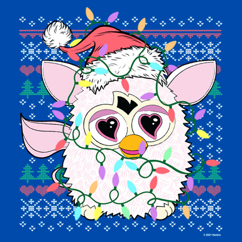 Boy's Furby Christmas Lights Ugly Sweater Print T-Shirt