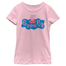 Girl's Peppa Pig Blue Logo T-Shirt