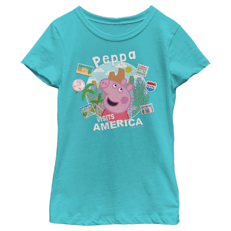 Girl's Peppa Pig Visits America T-Shirt