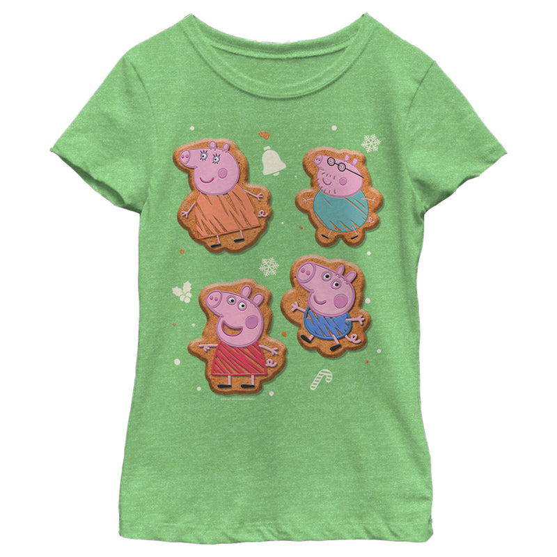 Girl's Peppa Pig Christmas Gingerbread Cookie Family T-Shirt