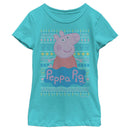 Girl's Peppa Pig Distressed Christmas Sweater T-Shirt