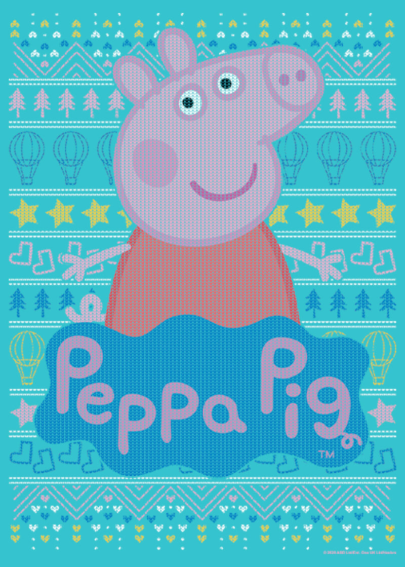 Girl's Peppa Pig Distressed Christmas Sweater T-Shirt