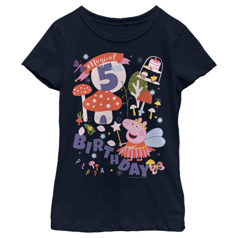 Girl's Peppa Pig Magical 5th Birthday T-Shirt