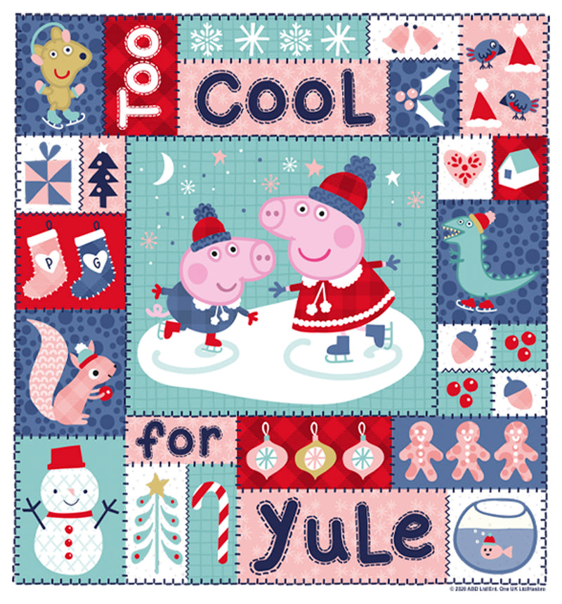 Boy's Peppa Pig Christmas Too Cool for Yule Quilt Square T-Shirt