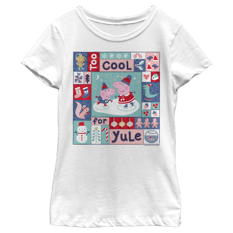 Girl's Peppa Pig Christmas Too Cool for Yule Quilt Square T-Shirt