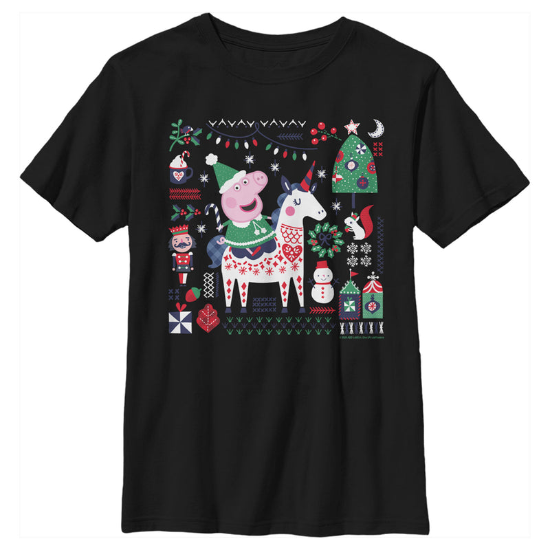Boy's Peppa Pig Christmas Unicorn T-Shirt