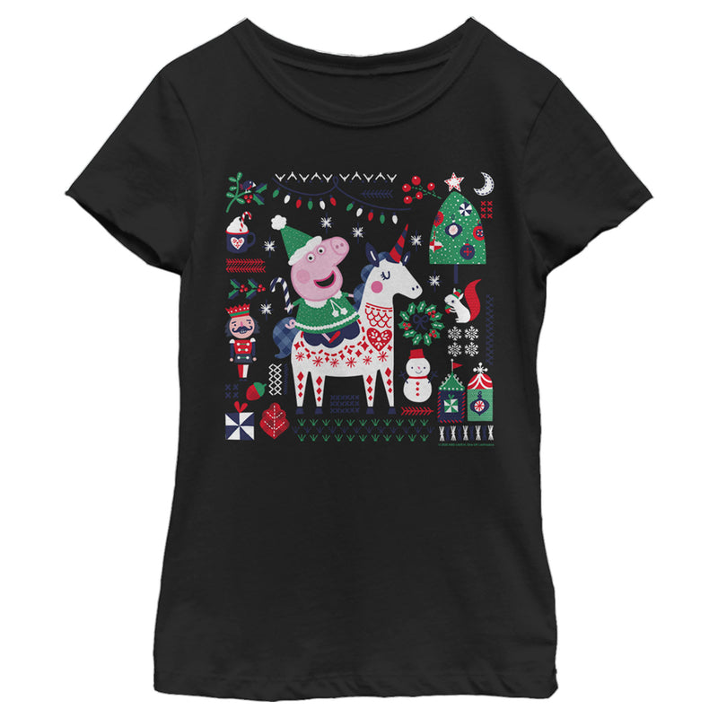 Girl's Peppa Pig Christmas Unicorn T-Shirt