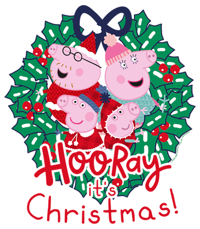 Girl's Peppa Pig Hooray it's Christmas Wreath T-Shirt