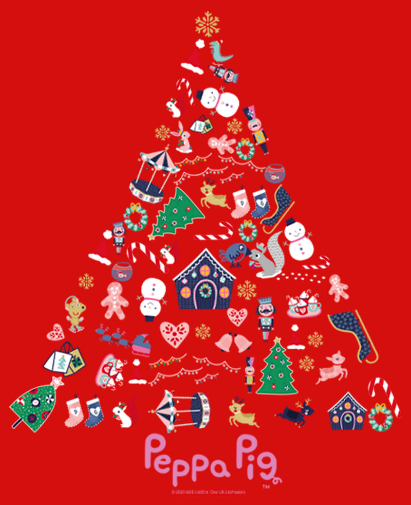 Girl's Peppa Pig Christmas Tree Icons T-Shirt