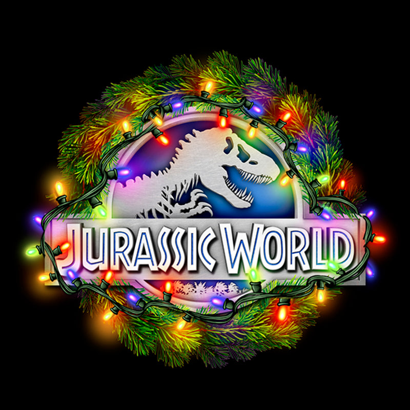 Boy's Jurassic World Christmas T-Rex Logo Wreath T-Shirt