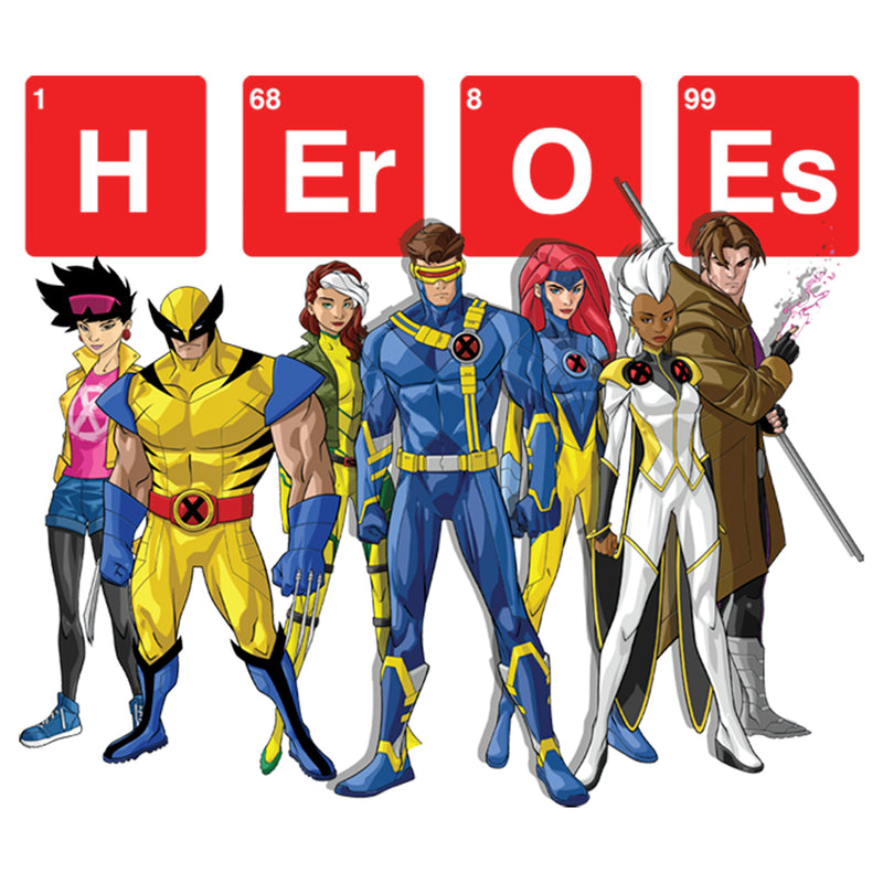 Men's Marvel Periodic Table of Mutant Heroes Baseball Tee