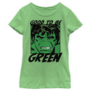 Girl's Marvel St. Patrick's Day Hulk Good to be Green T-Shirt