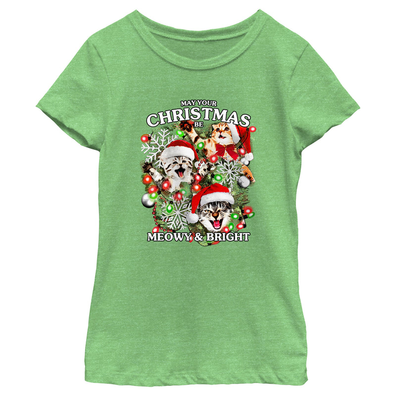 Girl's Lost Gods Meowy and Bright Christmas T-Shirt