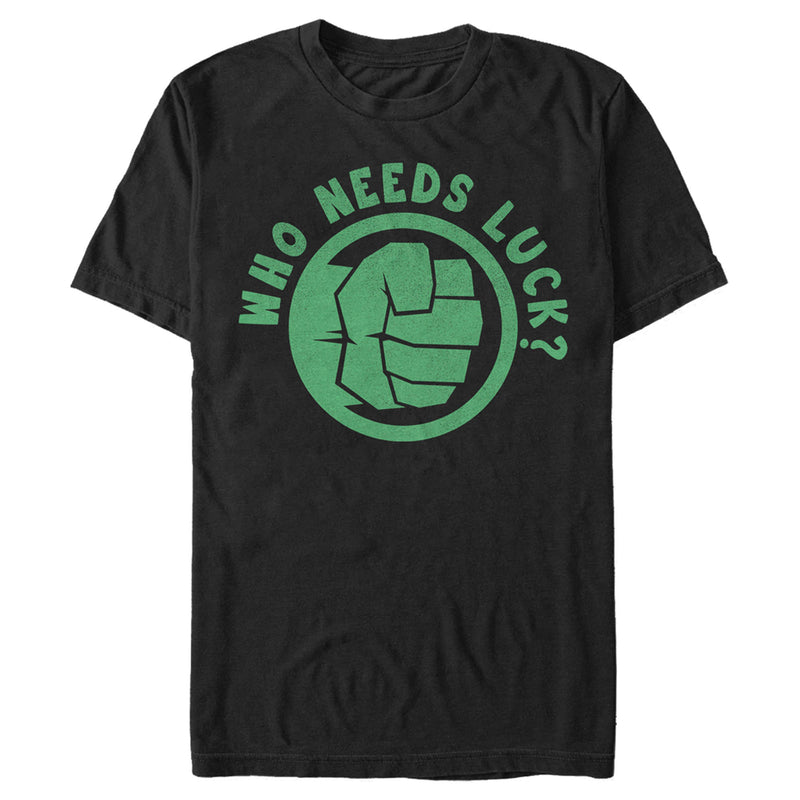 Men's Marvel St. Patrick's Day Hulk Fist Who Needs Luck T-Shirt