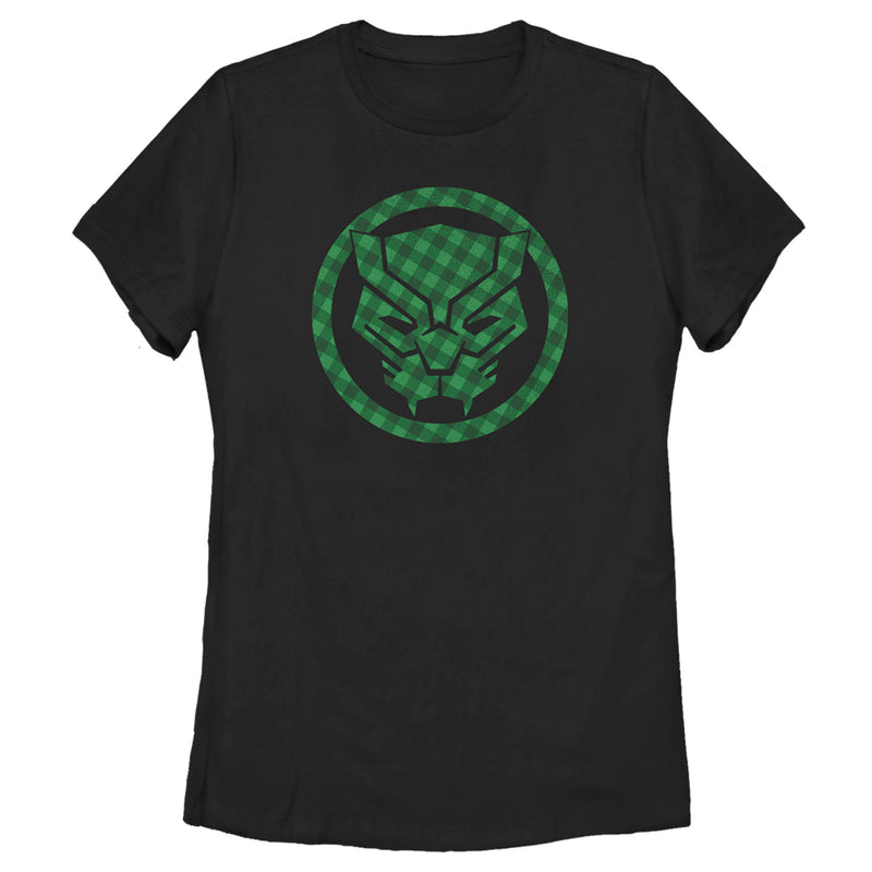 Women's Marvel St. Patrick's Day Lucky Black Panther Mask T-Shirt