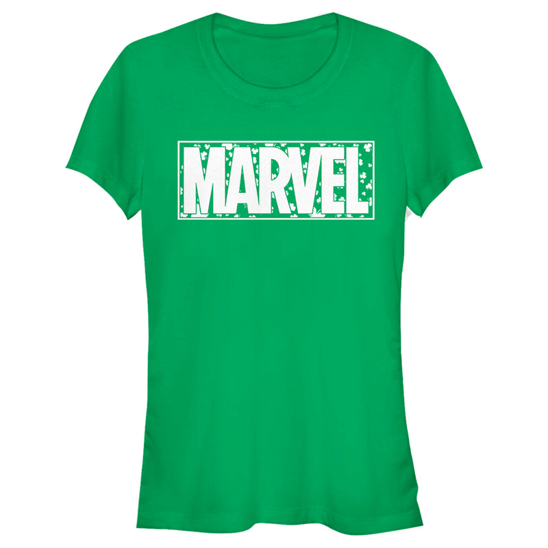 Junior's Marvel St. Patrick's Day Shamrock Marvel Logo T-Shirt