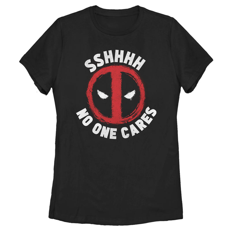 Women's Marvel: Deadpool Shh… No One Cares Logo T-Shirt