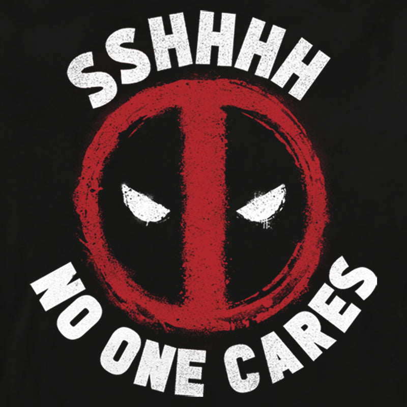 Men's Marvel: Deadpool Shh… No One Cares Logo Long Sleeve Shirt