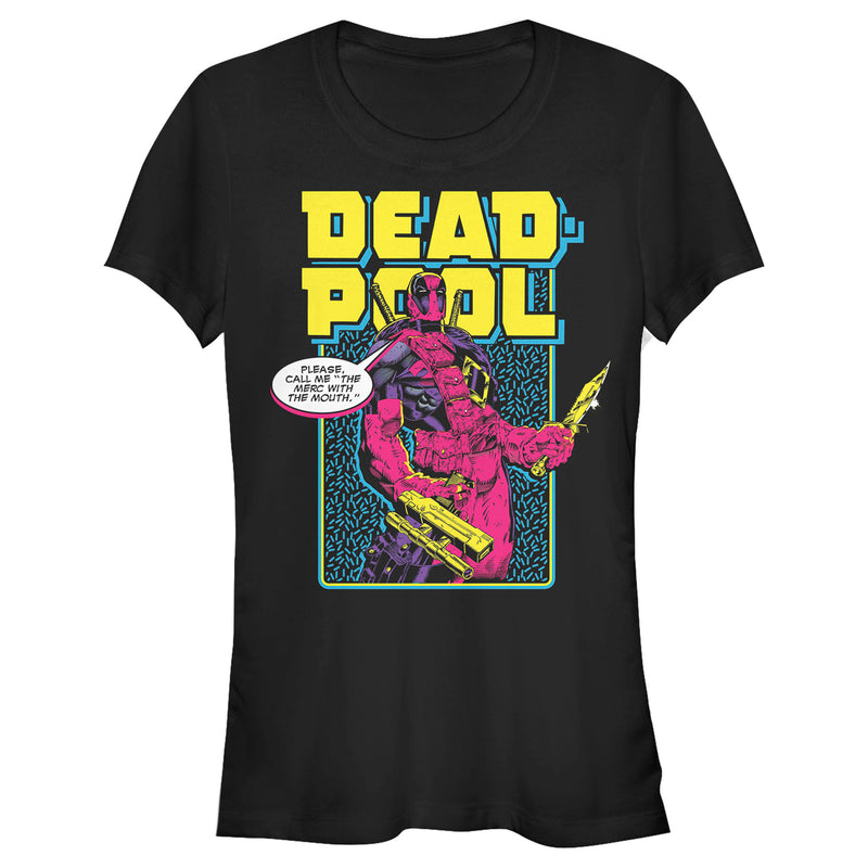 Junior's Marvel: Deadpool Comic Shape Pattern T-Shirt