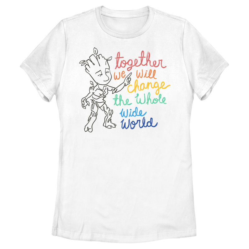 Women's Guardians of the Galaxy Groot Together We Will Change the World T-Shirt