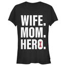 Junior's Marvel Wife, Mom, Hero Black Widow Icon T-Shirt