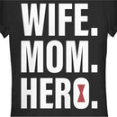 Junior's Marvel Wife, Mom, Hero Black Widow Icon T-Shirt