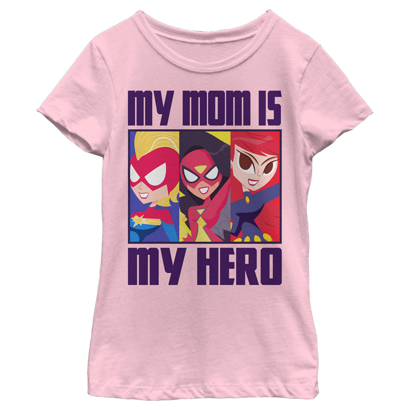 Girl's Marvel My Mom Is My Hero Cartoon Heroes T-Shirt