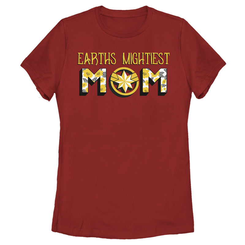 Women's Marvel Earths Mightiest Mom Captain Marvel Badge T-Shirt