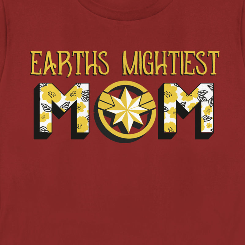 Women's Marvel Earths Mightiest Mom Captain Marvel Badge T-Shirt