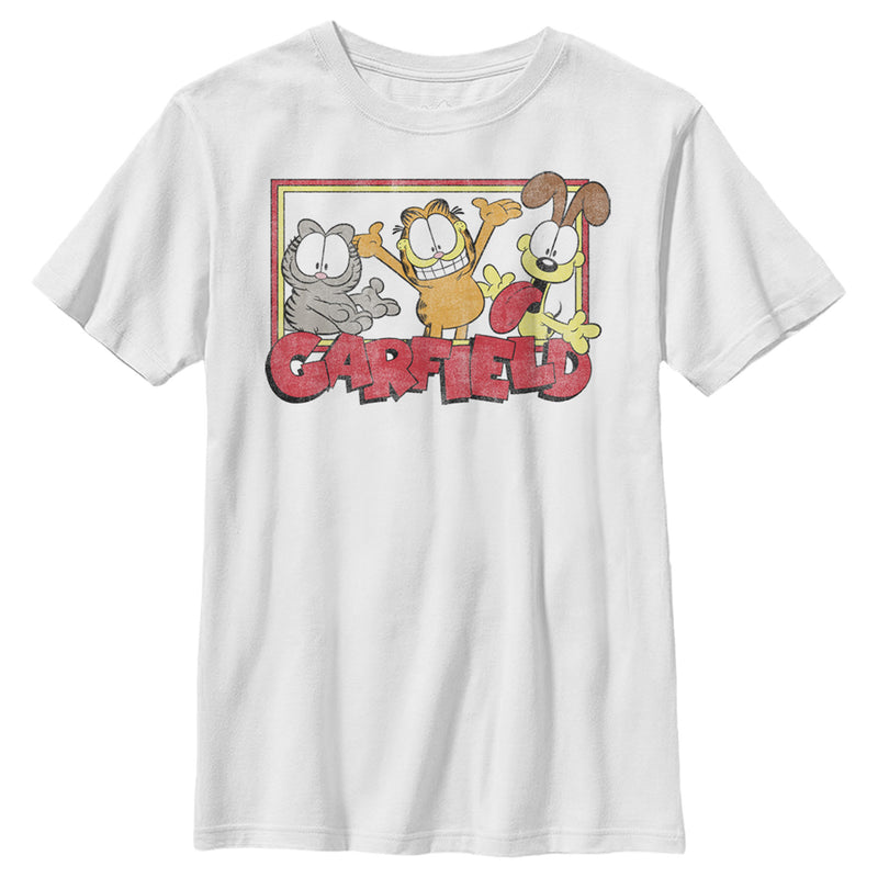 Boy's Garfield Distressed Friends Squad T-Shirt