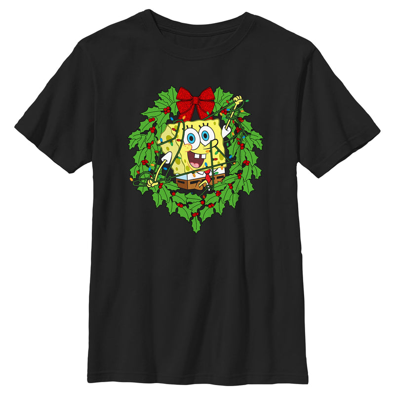 Girl's SpongeBob SquarePants Christmas Wreath T-Shirt