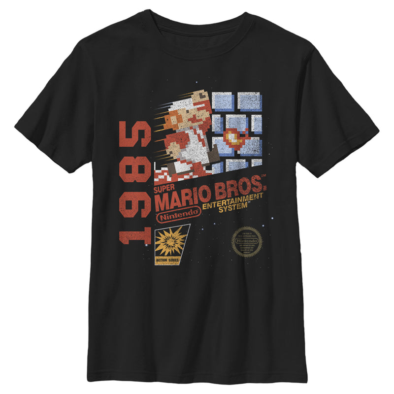 Boy's Nintendo Super Mario Bros 1985 Box Art T-Shirt