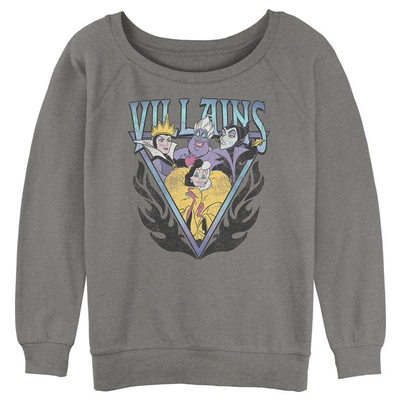 Junior's Disney Villains Distressed Flames Logo Sweatshirt