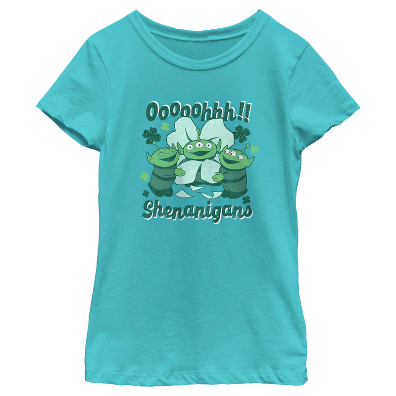 Girl's Toy Story St. Patrick's Day Little Green Men Ooooohhh Shenanigans T-Shirt