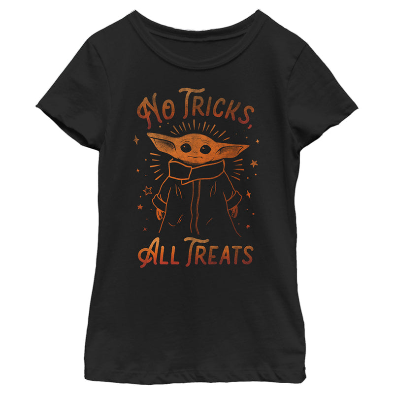 Girl's Star Wars: The Mandalorian Halloween Grogu No Tricks All Treats T-Shirt