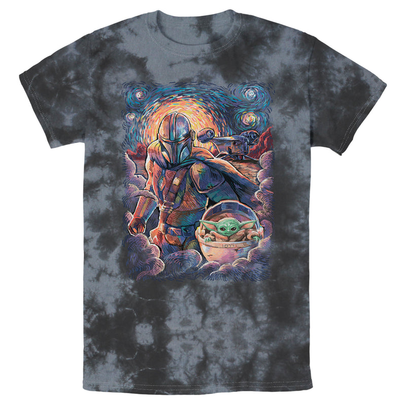 Men's Star Wars: The Mandalorian Starry Night Best Friend Portrait T-Shirt