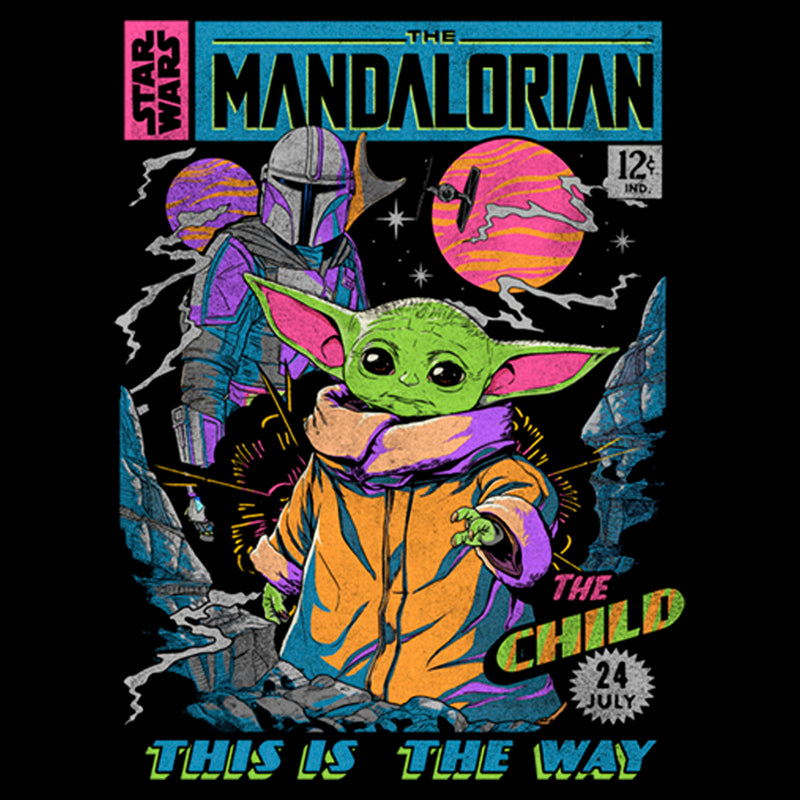Girl's Star Wars: The Mandalorian Neon Retro Comic T-Shirt