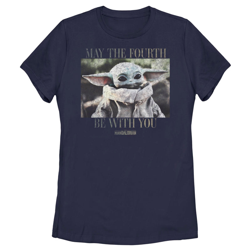 Women's Star Wars: The Mandalorian May the Fourth Grogu Portrait Distressed T-Shirt