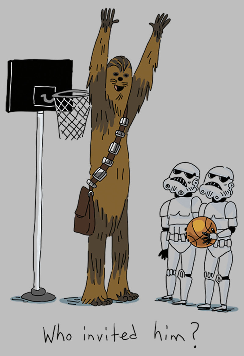 Men's Star Wars Chewbacca Basketball Who Invited Him Long Sleeve Shirt