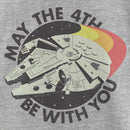 Girl's Star Wars Retro Millennium Falcon May the 4th Be With You T-Shirt
