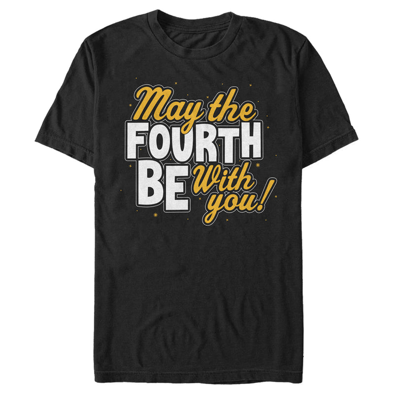 Men's Star Wars May the Fourth Be With You Gold and White T-Shirt