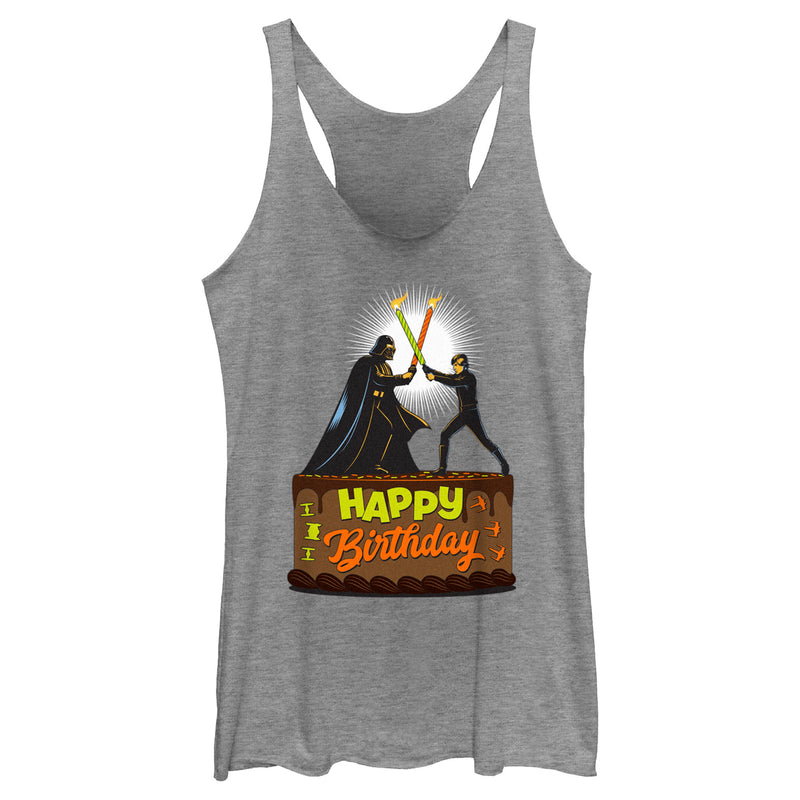 Women's Star Wars Happy Birthday Duel Cake Racerback Tank Top