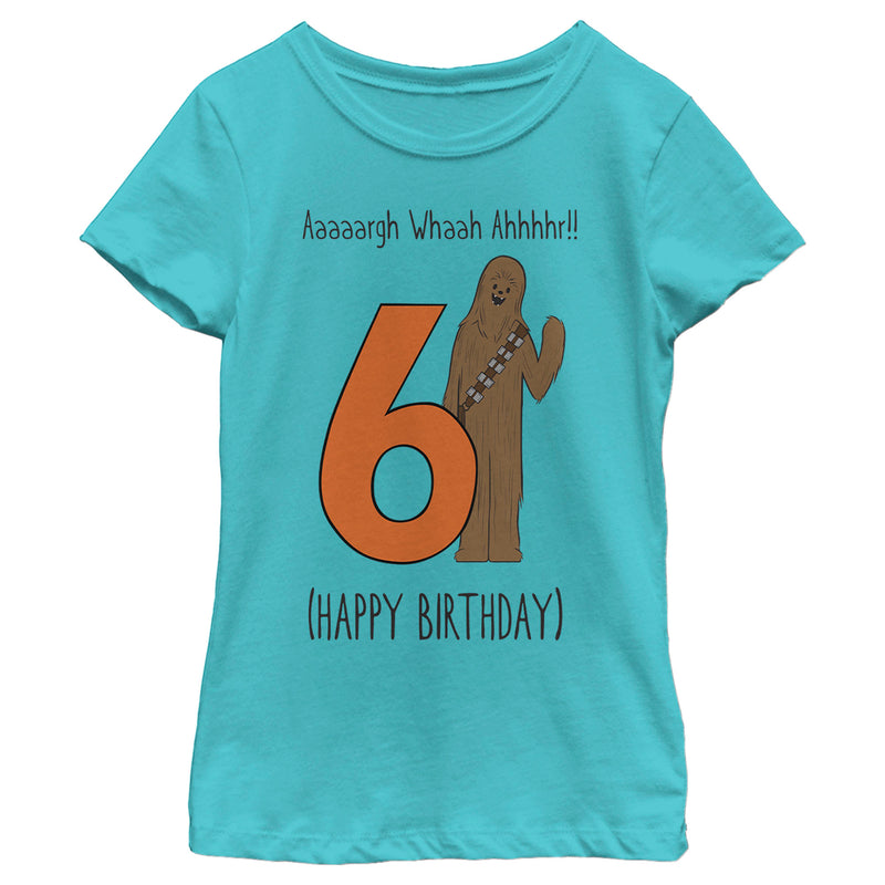 Girl's Star Wars Chewbacca Happy 6th Birthday T-Shirt