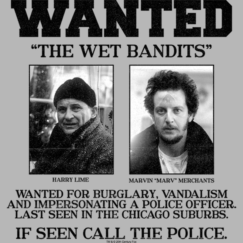 Men's Home Alone Wet Bandits Wanted Poster Long Sleeve Shirt