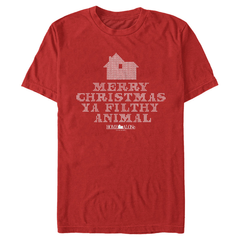 Men's Home Alone Merry Christmas Ya Filthy Animal Cross Stitch T-Shirt