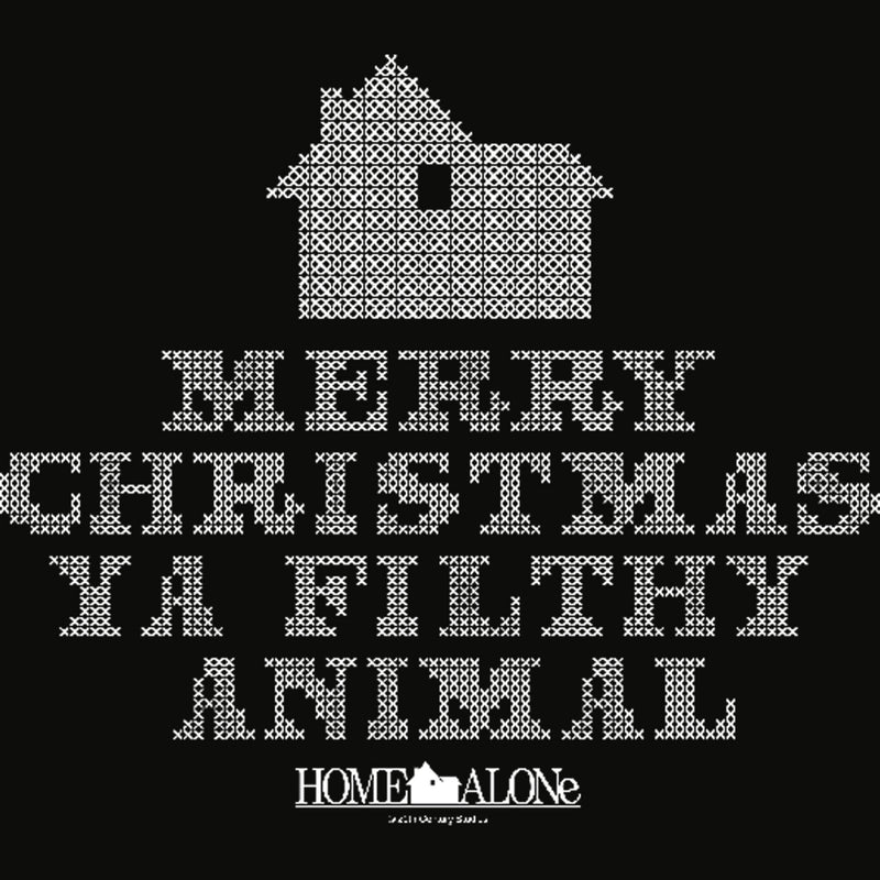 Men's Home Alone Merry Christmas Ya Filthy Animal Cross Stitch Long Sleeve Shirt