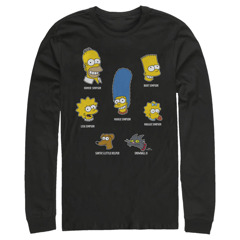 Men's The Simpsons Family Faces Long Sleeve Shirt