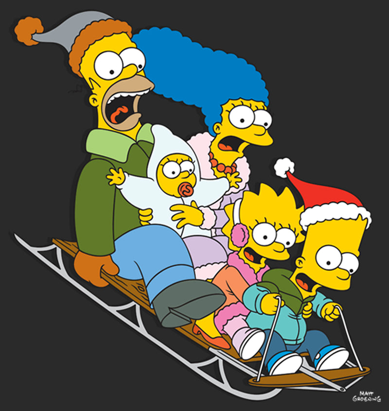 Men's The Simpsons Distressed Family Gone Sledding T-Shirt