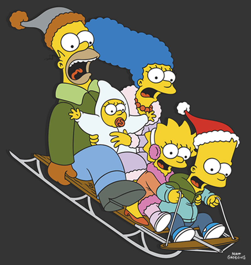 Men's The Simpsons Distressed Family Gone Sledding Sweatshirt