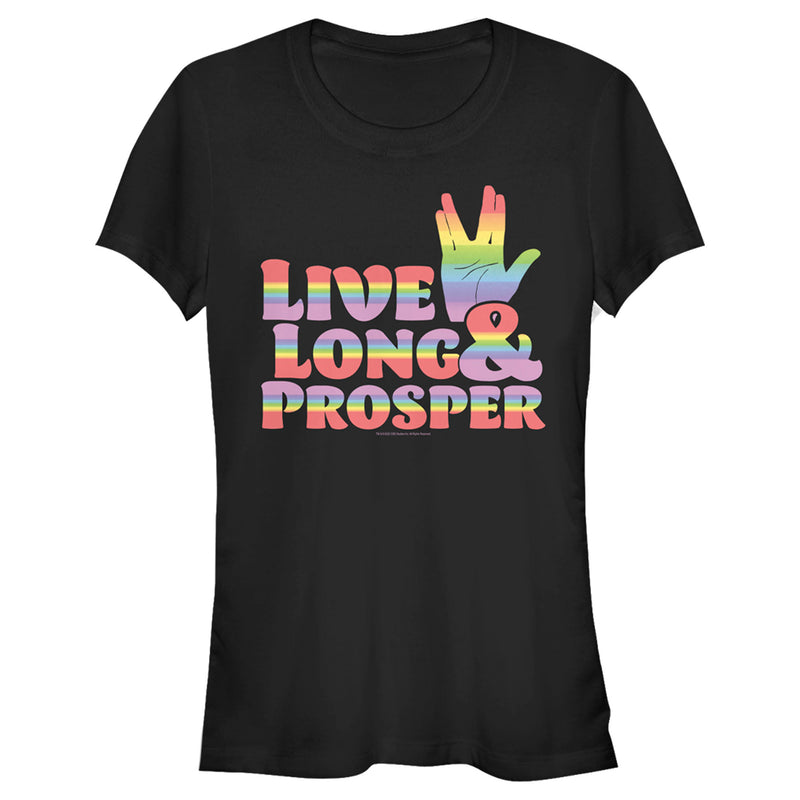 Junior's Star Trek: The Original Series Live Long and Prosper Rainbow Hand T-Shirt